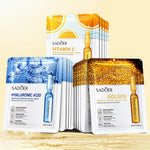 30pcs SADOER Vitamin C Hyaluronic Acid 24K Gold Facial Mask Set Moisturizing Whitening Soothing Repair Face Sheet Mask