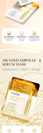 30pcs SADOER Vitamin C Hyaluronic Acid 24K Gold Facial Mask Set Moisturizing Whitening Soothing Repair Face Sheet Mask