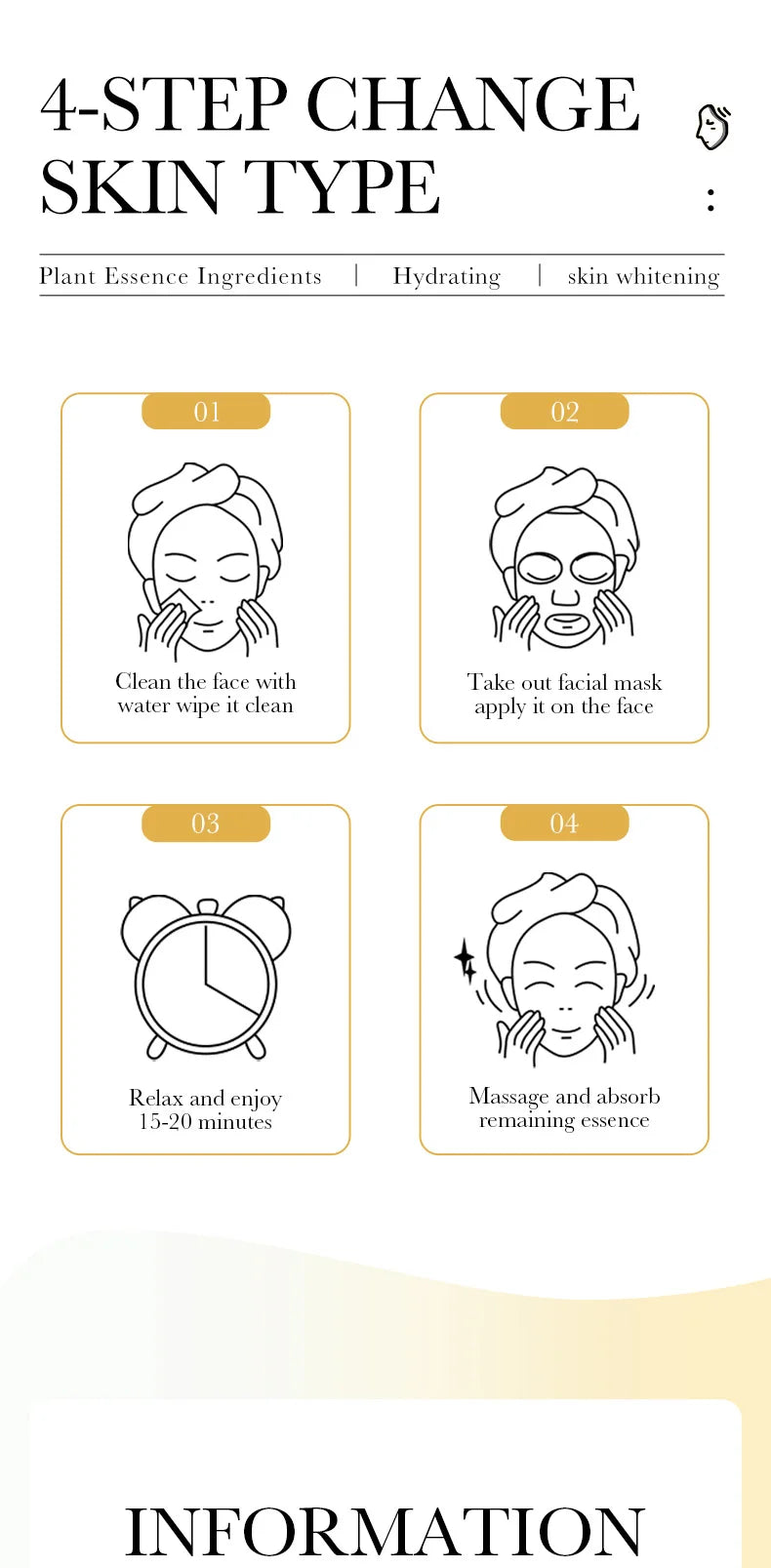 30pcs SADOER Vitamin C Hyaluronic Acid 24K Gold Facial Mask Set Moisturizing Whitening Soothing Repair Face Sheet Mask